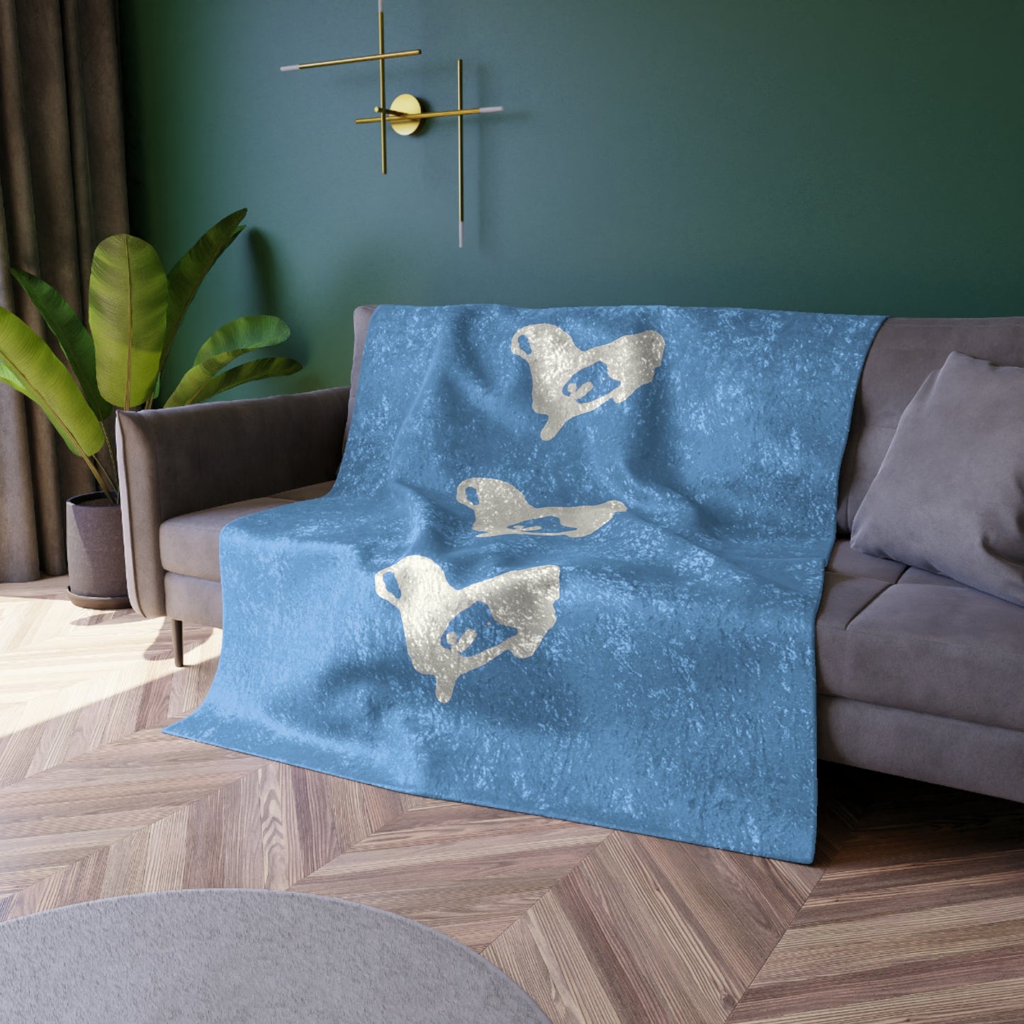 Light Blue Logo Crushed Velvet Blanket