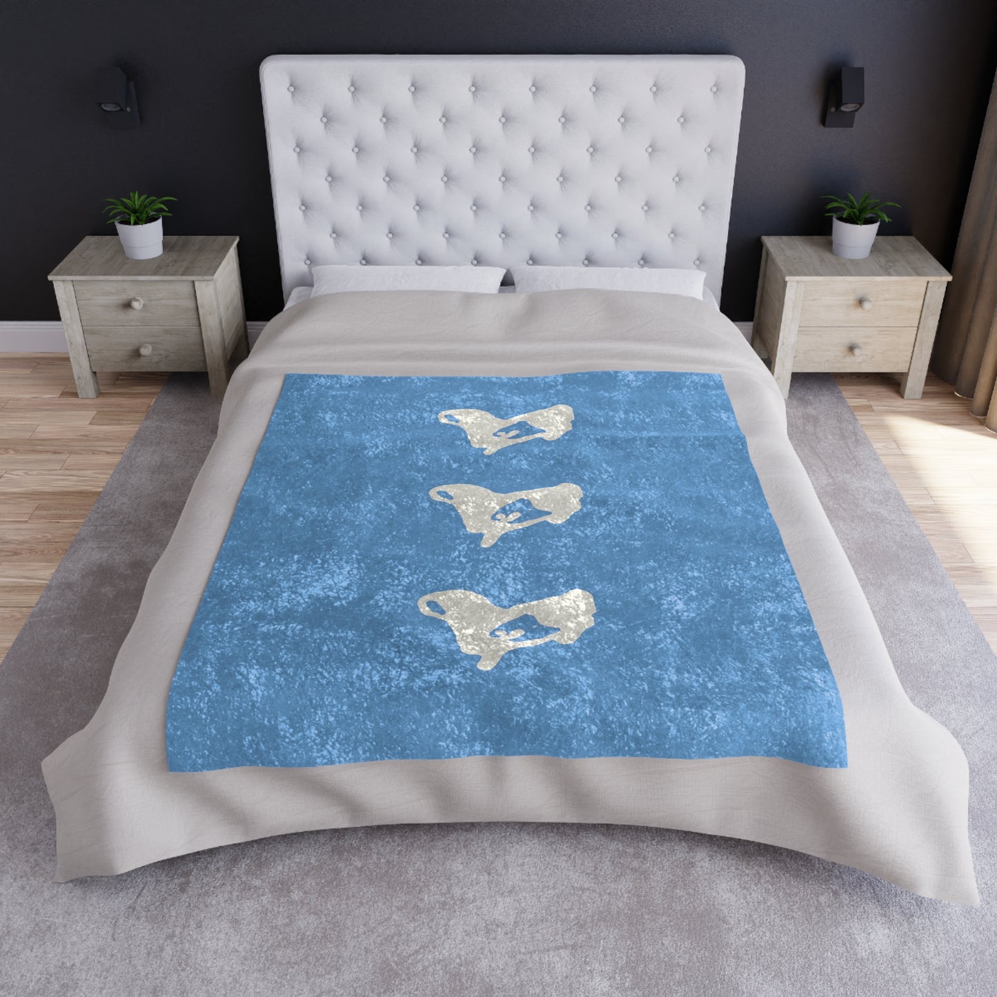 Light Blue Logo Crushed Velvet Blanket